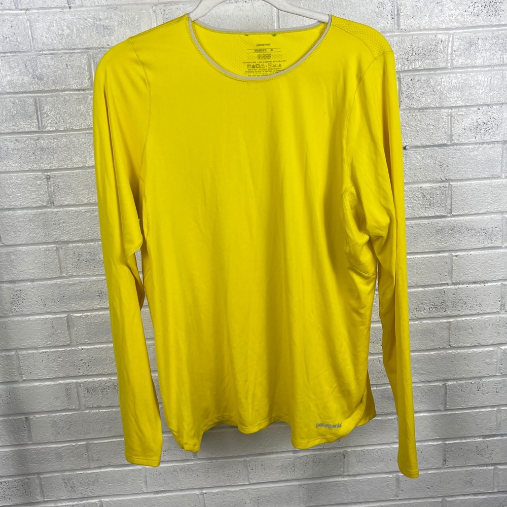 Patagonia Yellow Long Sleeved Draft Shirt Lightweight Womens Size XL Gorpcore‎